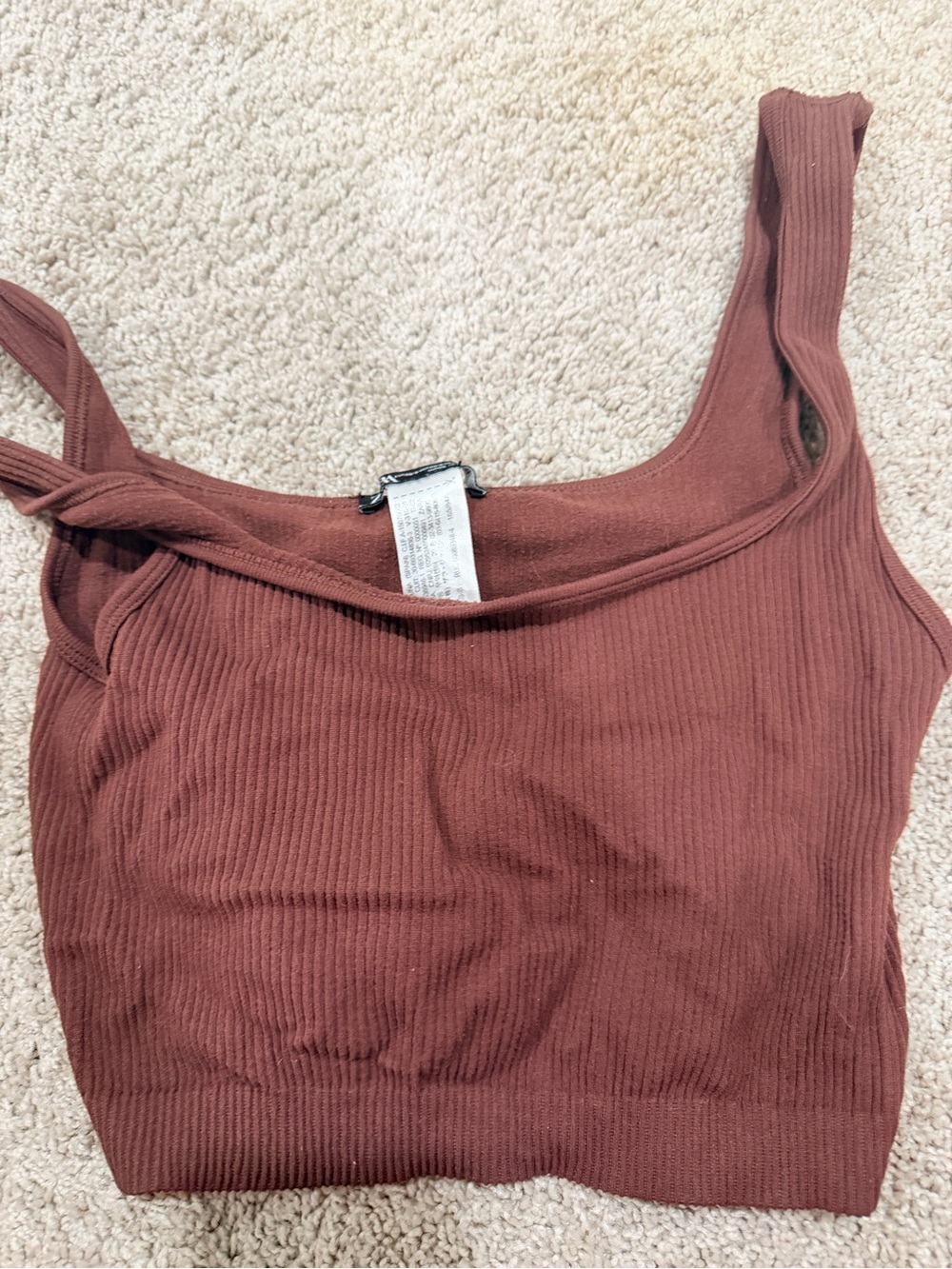 Zara Ribbed Square-Neck Tank Top - Burnt Rust
